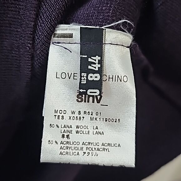 Love Moshino Wool Blend Purple A Line Dress with Bow Size 8 - Picture 7 of 7